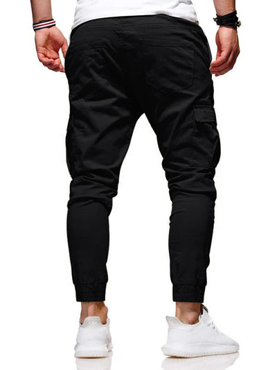 Calças esportivas com elástico, calças compridas casuais para corrida, calças de perna pequena, com cordão elástico, para outono e inverno