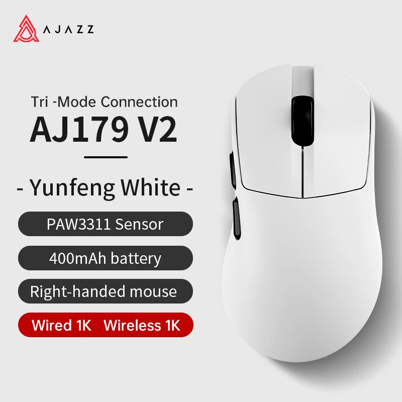 Mouse sem fio com fio leve AJAZZ AJ179 PRO PAW3395 com base de carregamento magnética ergonômico e macro para jogos para PC e laptop