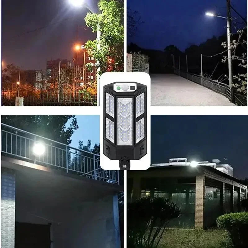 Luzes LED solares 9900LM para áreas externas, lâmpada solar com sensor de movimento, 3 modos, à prova d'água, IP65, luz solar para jardim, quintal, lanterna