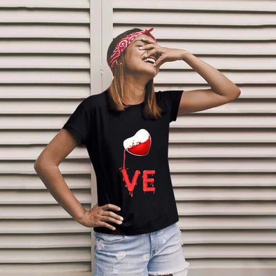 Camiseta Love Letter Combine, camiseta para casal, patchwork de coração, gola redonda, manga curta, Valentine's Day Gift For Partner