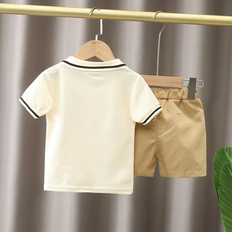 Roupas infantis mãe Roupas infantis Conjuntos infantis Meninos Camiseta Shorts Verão Algodão Manga curta moda Terno 2PCS