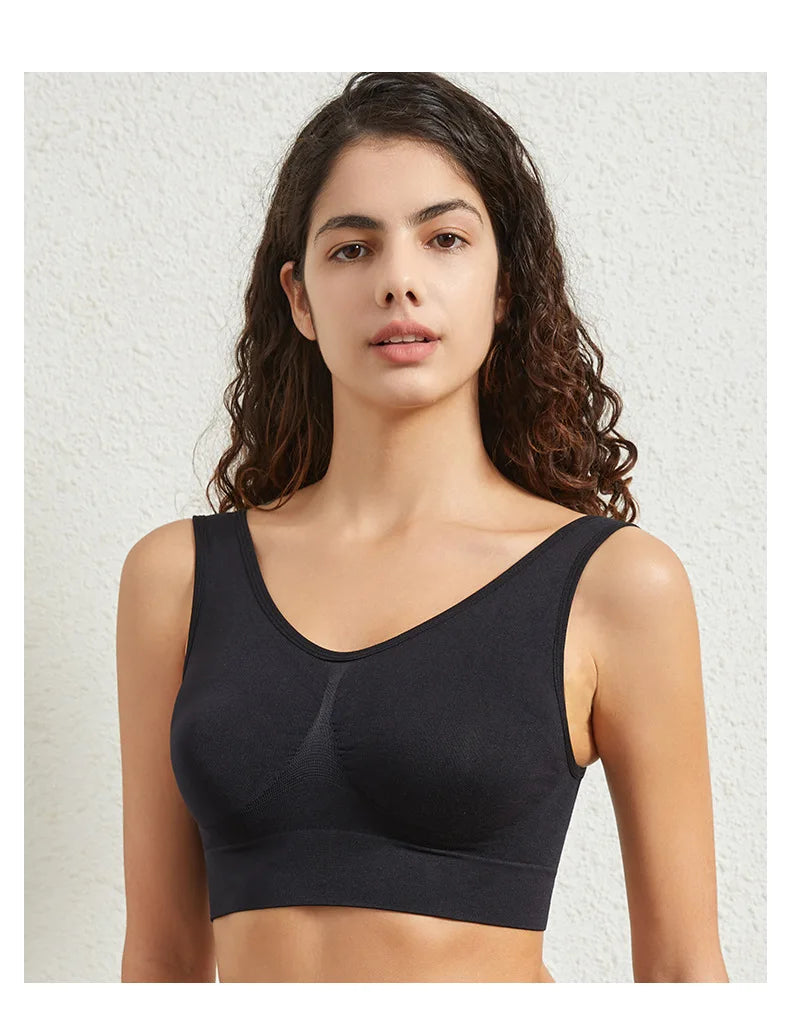 1 peça sutiã esportivo feminino tamanho grande sem argola de aço roupa íntima sem costura bojo removível corrida esporte ioga colete sutiãs