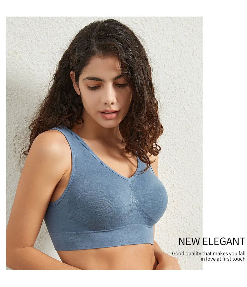 1 peça sutiã esportivo feminino tamanho grande sem argola de aço roupa íntima sem costura bojo removível corrida esporte ioga colete sutiãs