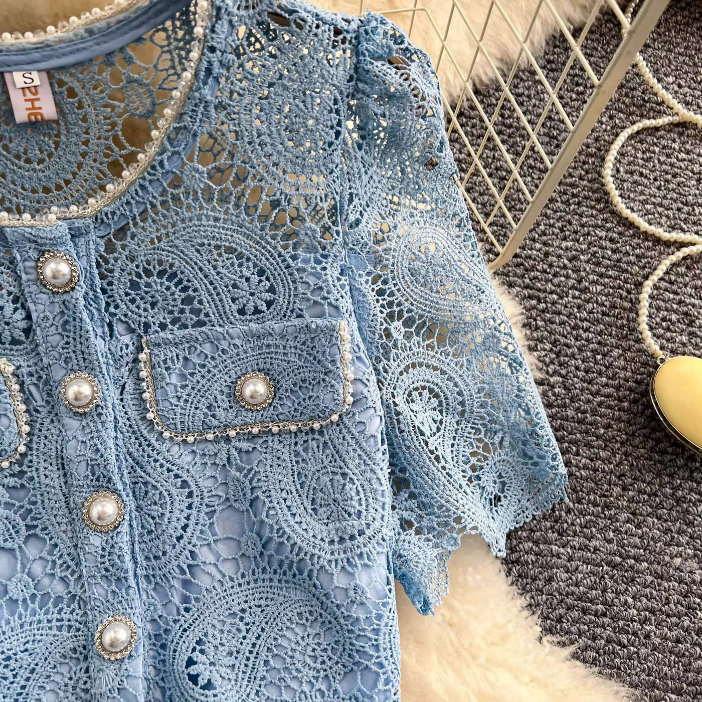 Elegante vestido longo de pérolas, conjunto feminino de 2 peças, manga curta, flor, bordado, camisa de renda, saia midi evasê