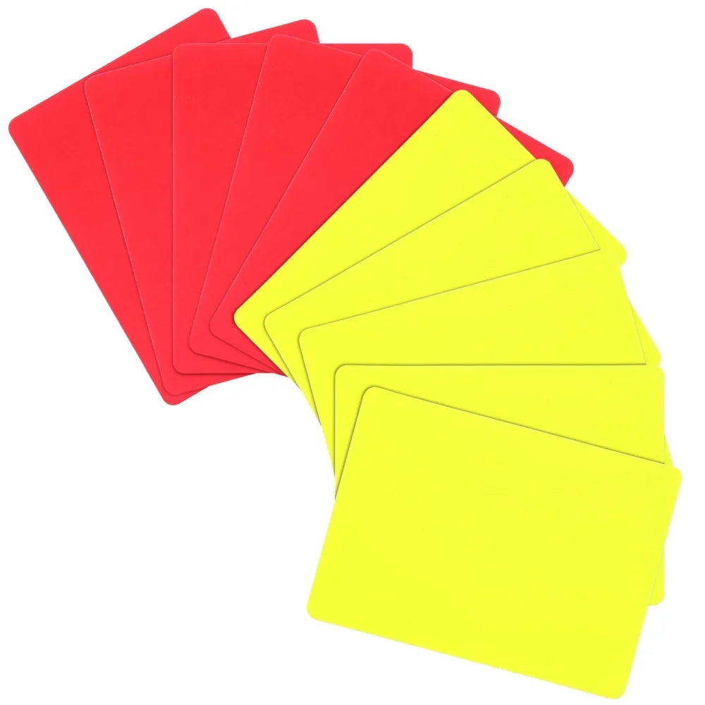 Conjunto de 10 cartões de árbitro vermelho e amarelo, cartões de juiz, cartões padrão de futebol, folhas de pontuação, caderno, acessórios para cartões de juiz