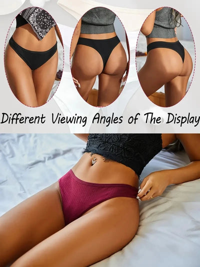 Conjunto de 6 peças de calcinhas femininas de algodão, fio dental, cintura baixa, biquíni sexy feminino, 7 cores sólidas, macias para meninas, tamanho S-XL