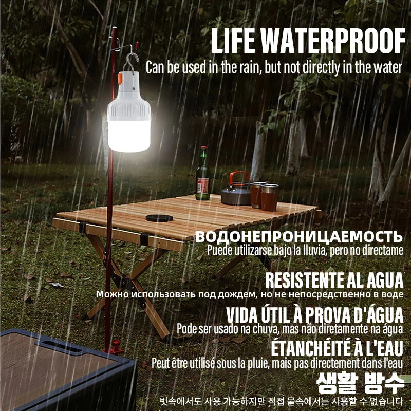 Lâmpadas LED recarregáveis USB para áreas externas, alto brilho, luz de emergência, conexão para acampamento, pesca, lanterna portátil, luz noturna