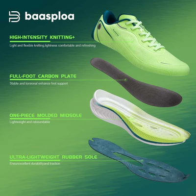 Tênis esportivos masculinos Baasploa para corrida, com placa de carbono, com amortecimento profissional, respirável e antiderrapante para corrida ao ar livre