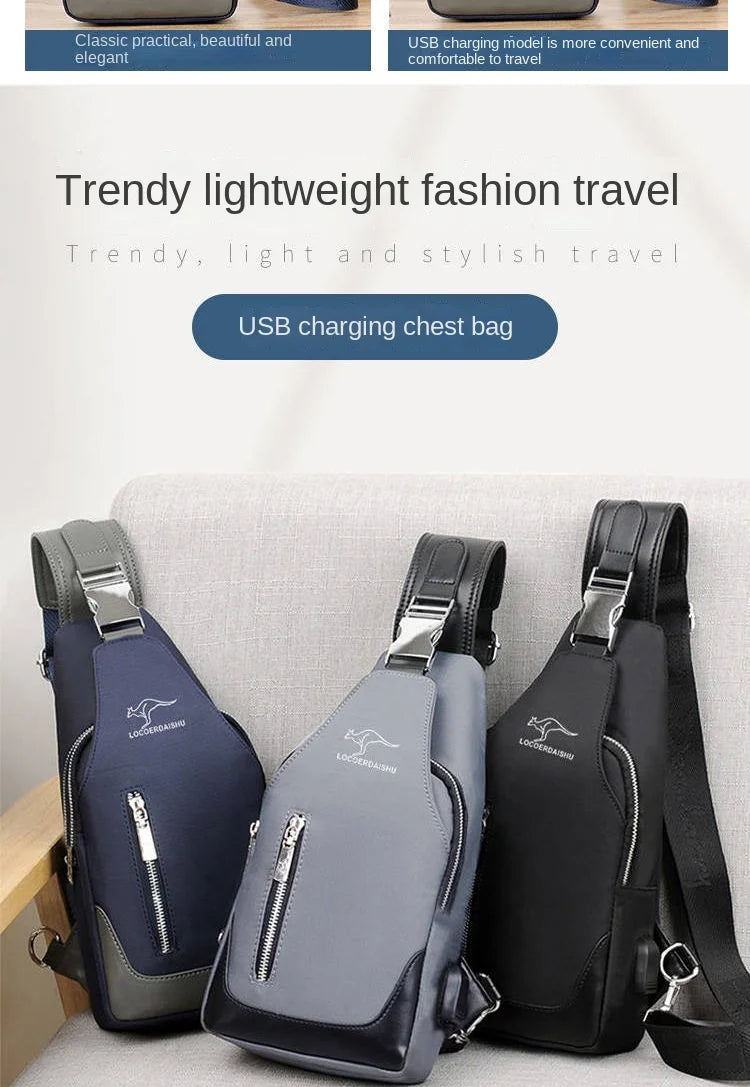 Bolsa de peito masculina nova moda estilo coreano casual esportiva à prova d'água bolsa de peito oxford transversal para homens bolsa de ombro mensageiro