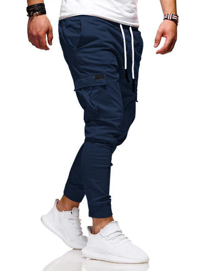 Calças esportivas com elástico, calças compridas casuais para corrida, calças de perna pequena, com cordão elástico, para outono e inverno