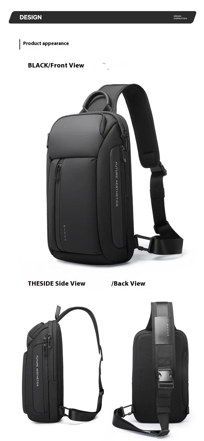 Bange nova bolsa de peito impermeável da moda Oxford bolsa crossbody modelos masculinos bolsa de peito masculina bolsa de ombro de lazer grande capacidade