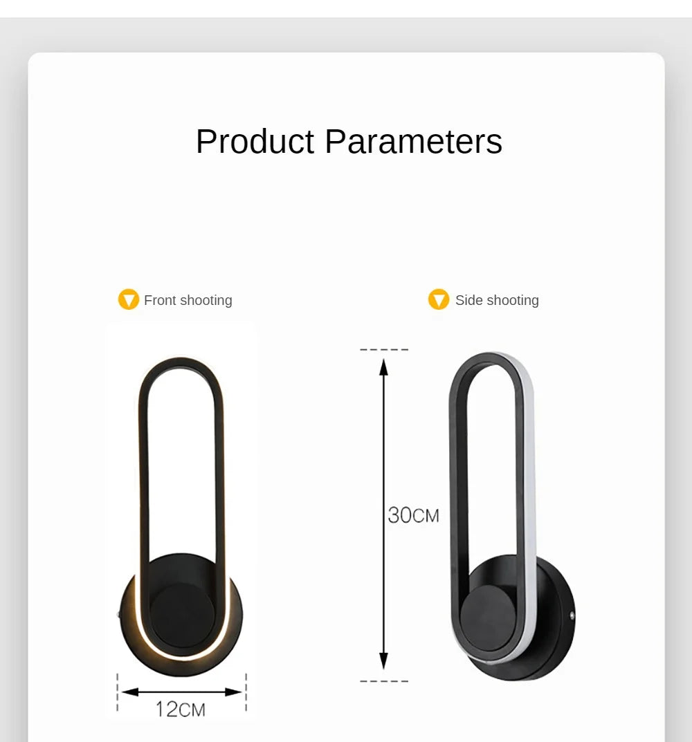 Luminária de parede LED giratória moderna para corredor, escada, quarto, cabeceira, sala de jantar, varanda, iluminação interna, arandela