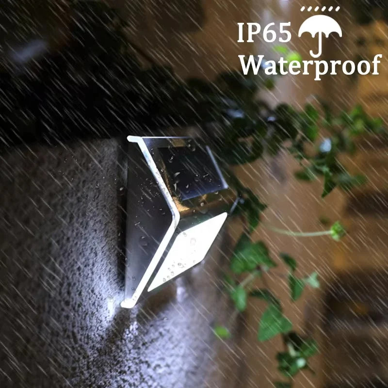 Luz de degrau 3LED de aço inoxidável, luzes solares para cerca, à prova d'água, lâmpadas de parede LED para áreas externas, luzes de deck para escada, jardim, cerca, pátio