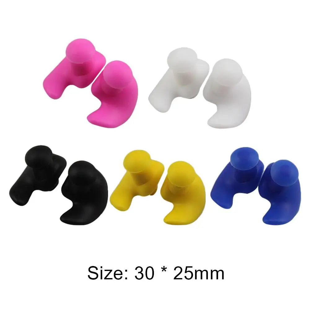 1 par de protetores auriculares macios à prova d'água, de silicone, portáteis, acessórios para natação, protetores auriculares duráveis, textura delicada clássica