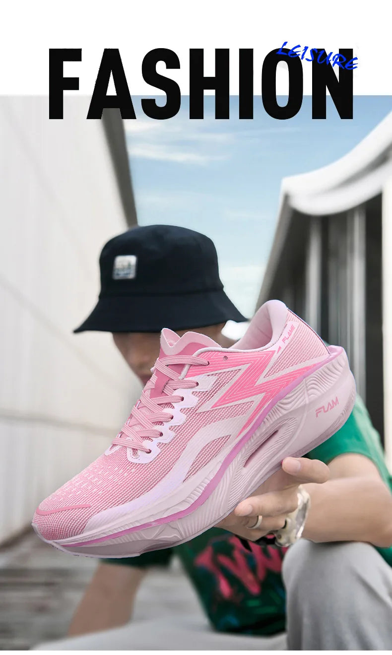 Tênis de corrida esportivos masculinos com almofada de ar de carbono para maratona, respirável, leve e feminino, tênis esportivos confortáveis e antiderrapantes