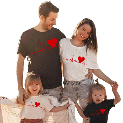 Conjuntos de roupas Love My Family, verão, mãe e filha, manga curta, roupas de família combinando, roupas de bebê, mãe, crianças, camiseta