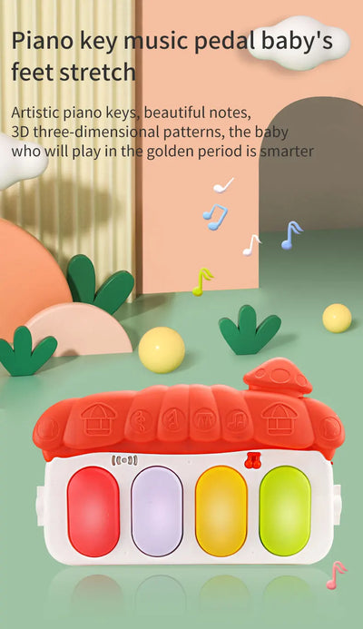 Tapete de atividades para bebês, brinquedo de ginástica com suporte musical, estrutura de fitness multifuncional para crianças, tapete educacional para engatinhar, presente para crianças