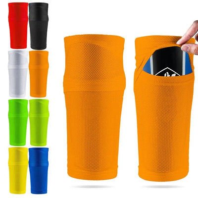 1 par de meias de nylon para futebol, caneleira protetora à prova de impacto para panturrilhas, mangas para pernas, meias com bolso para proteção de treino