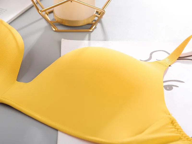 Sutiã feminino sem costura sexy sem aro push up roupa íntima para meninas estudantes respirável fino 10 cores sutiãs femininos sutiã respirável franzido
