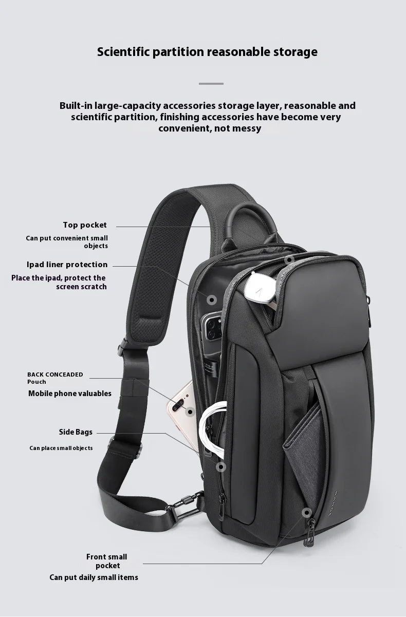 Bange nova bolsa de peito impermeável da moda Oxford bolsa crossbody modelos masculinos bolsa de peito masculina bolsa de ombro de lazer grande capacidade