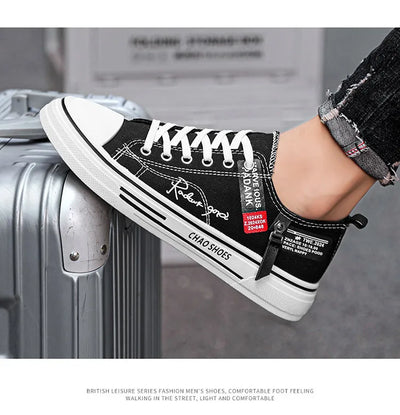 Sapatos casuais masculinos de lona, tênis masculinos respiráveis, calçados esportivos masculinos, sapato de tecido preto, tendência, letra, sapato masculino, tênis de cano baixo