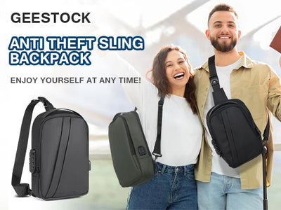 Geestock Bolsa transversal antifurto para mulheres e homens, multifuncional, com carregamento USB, bolsa de ombro, mensageiro, bolsa de viagem tipo tiracolo