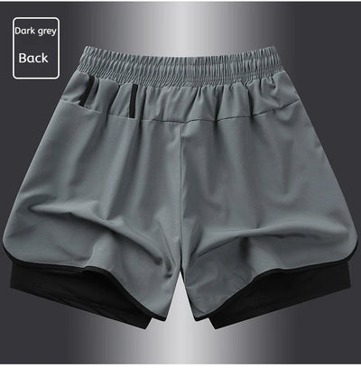 Shorts esportivos casuais anti-exposição de camada dupla masculinos, mais vendidos no verão, para corrida, fitness, calças três quartos