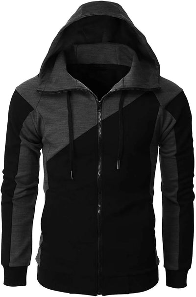 Jaquetas masculinas com zíper 2023, outono inverno, casacos casuais de lã, jaqueta bomber, gola cachecol, moda, com capuz, vestuário masculino slim fit, com capuz