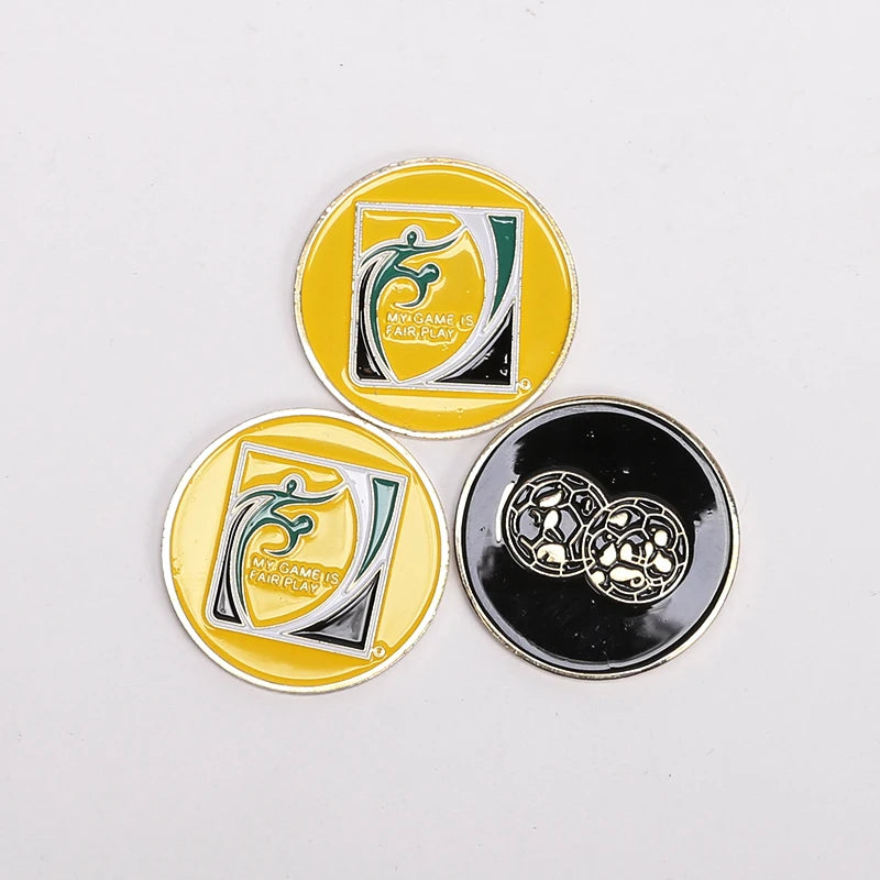 1 lado escolha futebol treinamento árbitro lado lance jogo de futebol moedas laterais de metal duro futebol AIDS