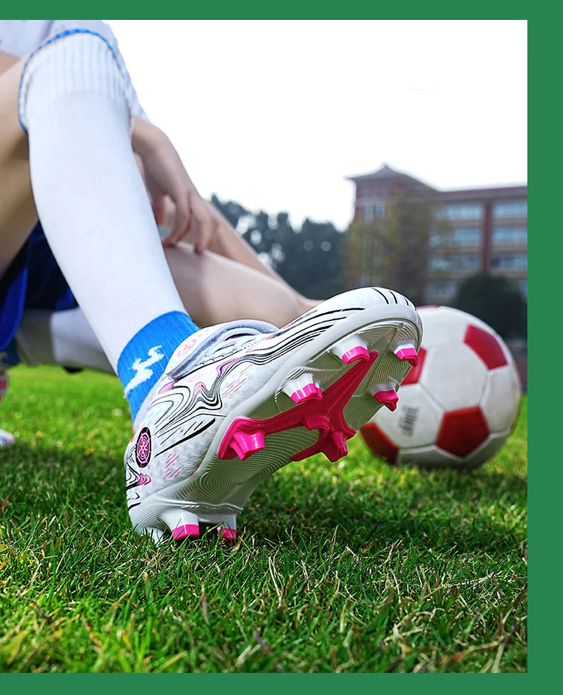 Marca de chuteiras infantis de futebol, chuteiras profissionais FG/TF para meninos e meninas, chuteiras de grama para futebol, calçados de treinamento de futsal ao ar livre