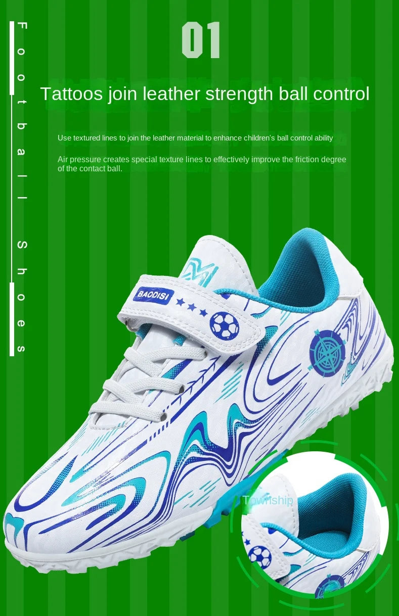 Marca de chuteiras infantis de futebol, chuteiras profissionais FG/TF para meninos e meninas, chuteiras de grama para futebol, calçados de treinamento de futsal ao ar livre
