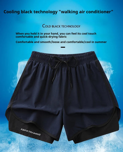 Shorts esportivos casuais anti-exposição de camada dupla masculinos, mais vendidos no verão, para corrida, fitness, calças três quartos