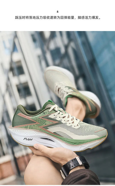 Tênis de corrida esportivos masculinos com almofada de ar de carbono para maratona, respirável, leve e feminino, tênis esportivos confortáveis e antiderrapantes