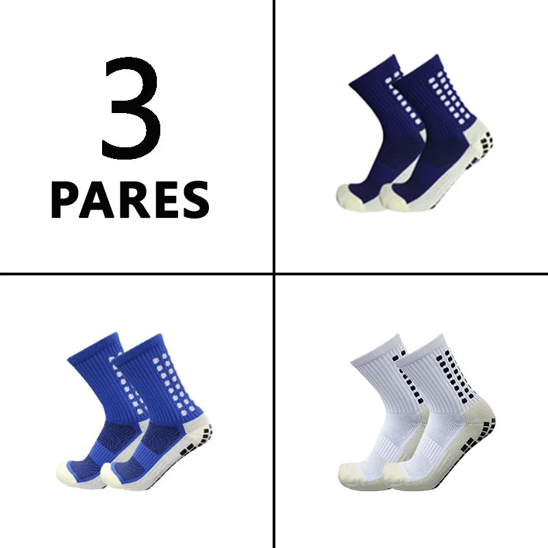 Meias de futebol masculinas, meias de corrida de poliamida, meias de futebol antiderrapantes, meias de corrida de cano médio