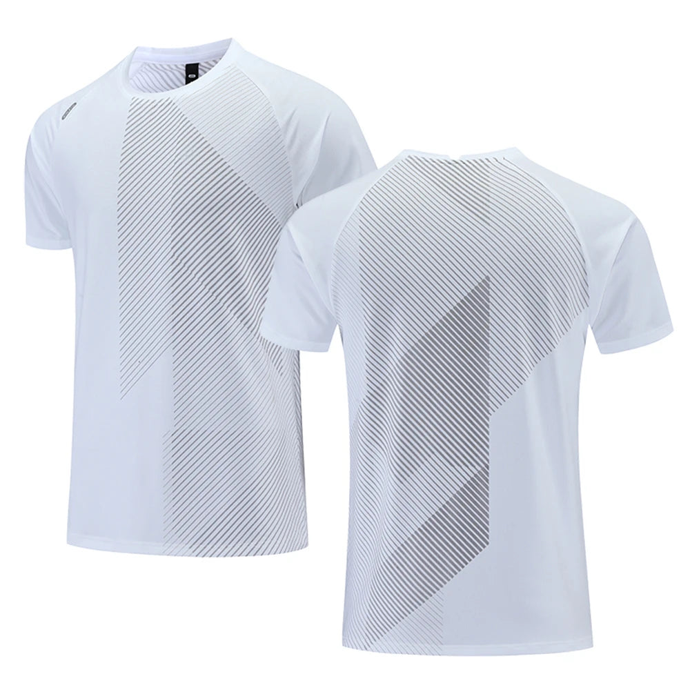 Camiseta fitness masculina de verão, respirável, manga curta, gola redonda, camiseta justa, roupa de ginástica, roupa esportiva para atividades ao ar livre