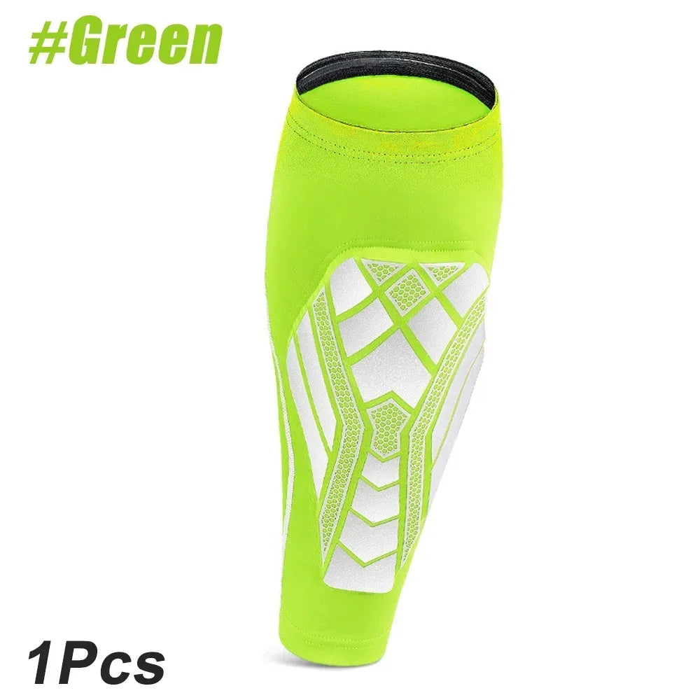 1 peça de mangas de compressão para panturrilha com almofada de EVA para homens e mulheres, suporte para pernas para dores nas canelas, caneleiras para corrida de futebol
