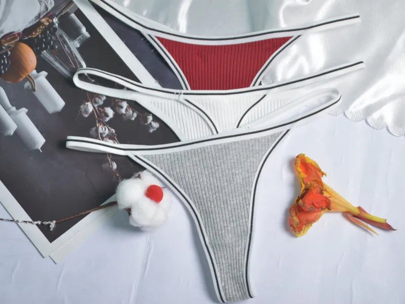 Calcinha feminina de algodão, fio dental sexy, sem costura, invisível, cintura baixa, confortável, cor sólida, fio dental