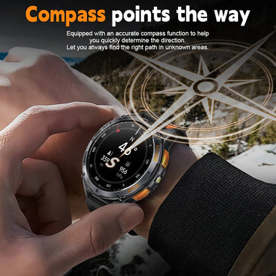 Relógio inteligente LIGE GPS premium, novo, altímetro, barômetro, tela AMOLED, GPS e bússola integrados, relógio inteligente esportivo militar masculino