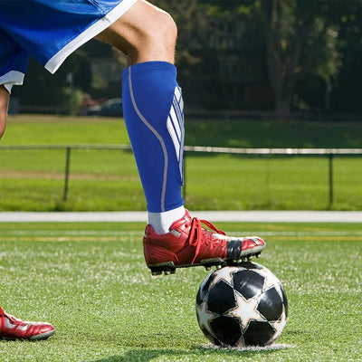 1 peça de mangas de compressão para panturrilha com almofada de EVA para homens e mulheres, suporte para pernas para dores nas canelas, caneleiras para corrida de futebol