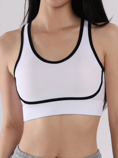 Sutiã esportivo de ioga com contraste de cores SVEIC, sem costura, vazado, costas bonitas, roupa íntima para treino fitness, à prova de choque, para corrida e academia