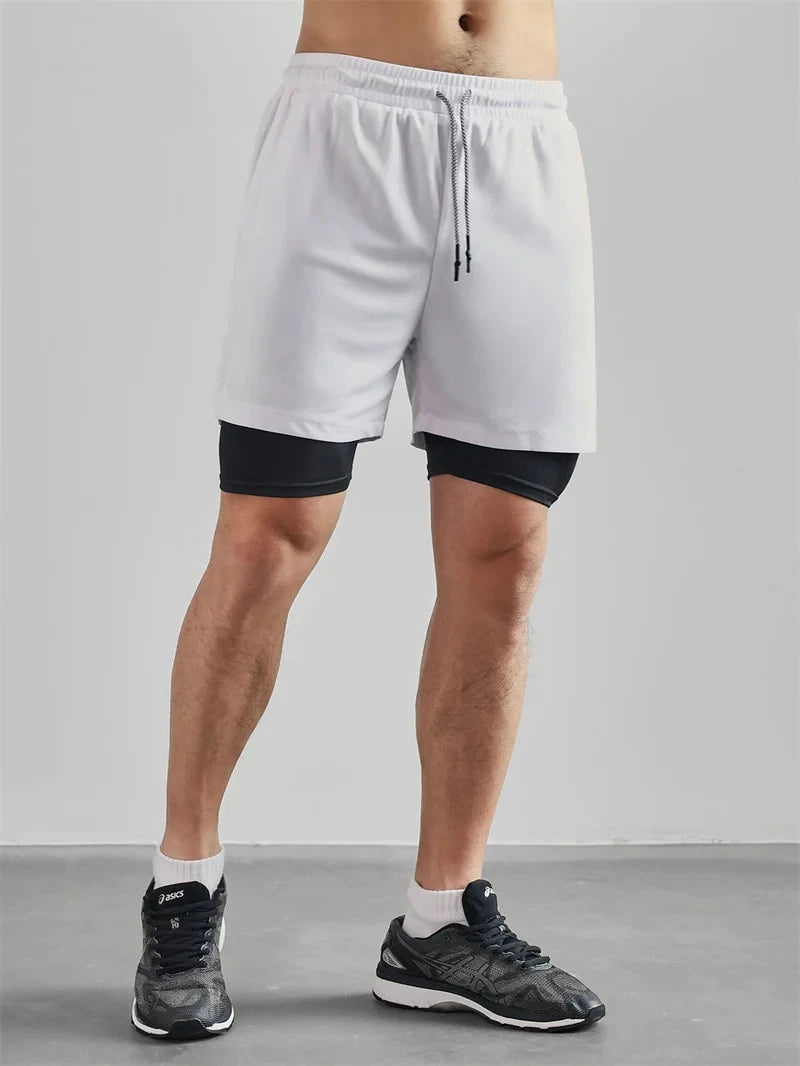 Shorts masculinos com vários bolsos, shorts fitness casuais para praia, esportivos, forrados, skinny, estilo cotidiano, malha camuflada, shorts para corrida