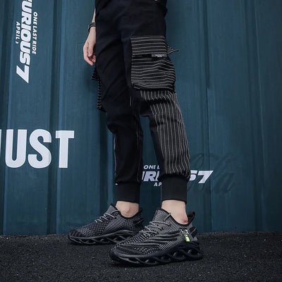 YRZL Tênis Esportivo Masculino Preto para Corrida Tênis Casual para Área Externa Malha Respirável Feminino Leve Absorção de Impacto Tênis Preto