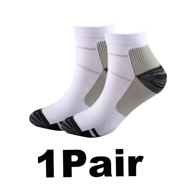 1/3/5 pares de meias masculinas e femininas, meias de compressão elásticas de pressão para casais, esportes ao ar livre, corrida, ciclismo, meias de cano curto, barco