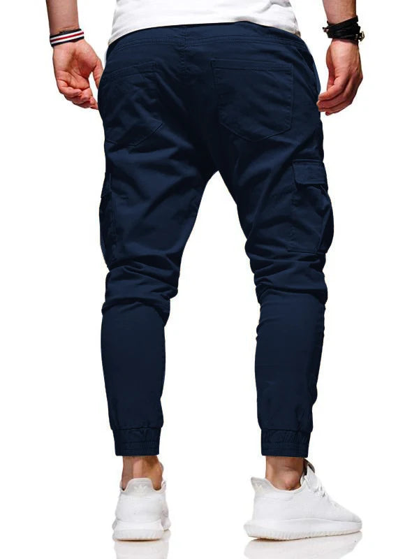 Calças esportivas com elástico, calças compridas casuais para corrida, calças de perna pequena, com cordão elástico, para outono e inverno