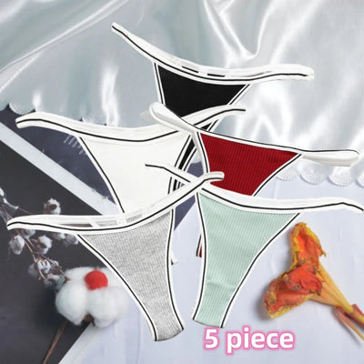 Calcinha feminina de algodão, fio dental sexy, sem costura, invisível, cintura baixa, confortável, cor sólida, fio dental