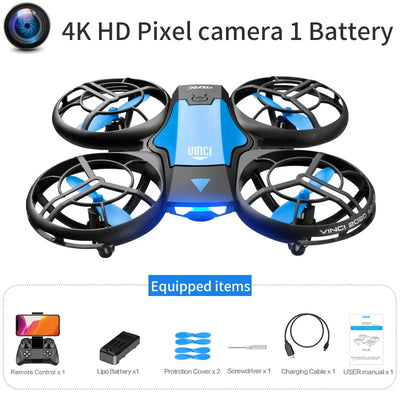 V8 Novo Mini 4K HD 1080P Grande Angular WiFi FPV RC Drone com Função de Manutenção de Altura Ideal Brinquedos Infantis 4DRC