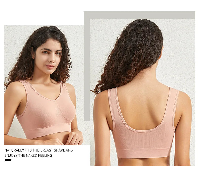 1 peça sutiã esportivo feminino tamanho grande sem argola de aço roupa íntima sem costura bojo removível corrida esporte ioga colete sutiãs