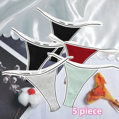 Calcinha feminina de algodão, fio dental sexy, sem costura, invisível, cintura baixa, confortável, cor sólida, fio dental