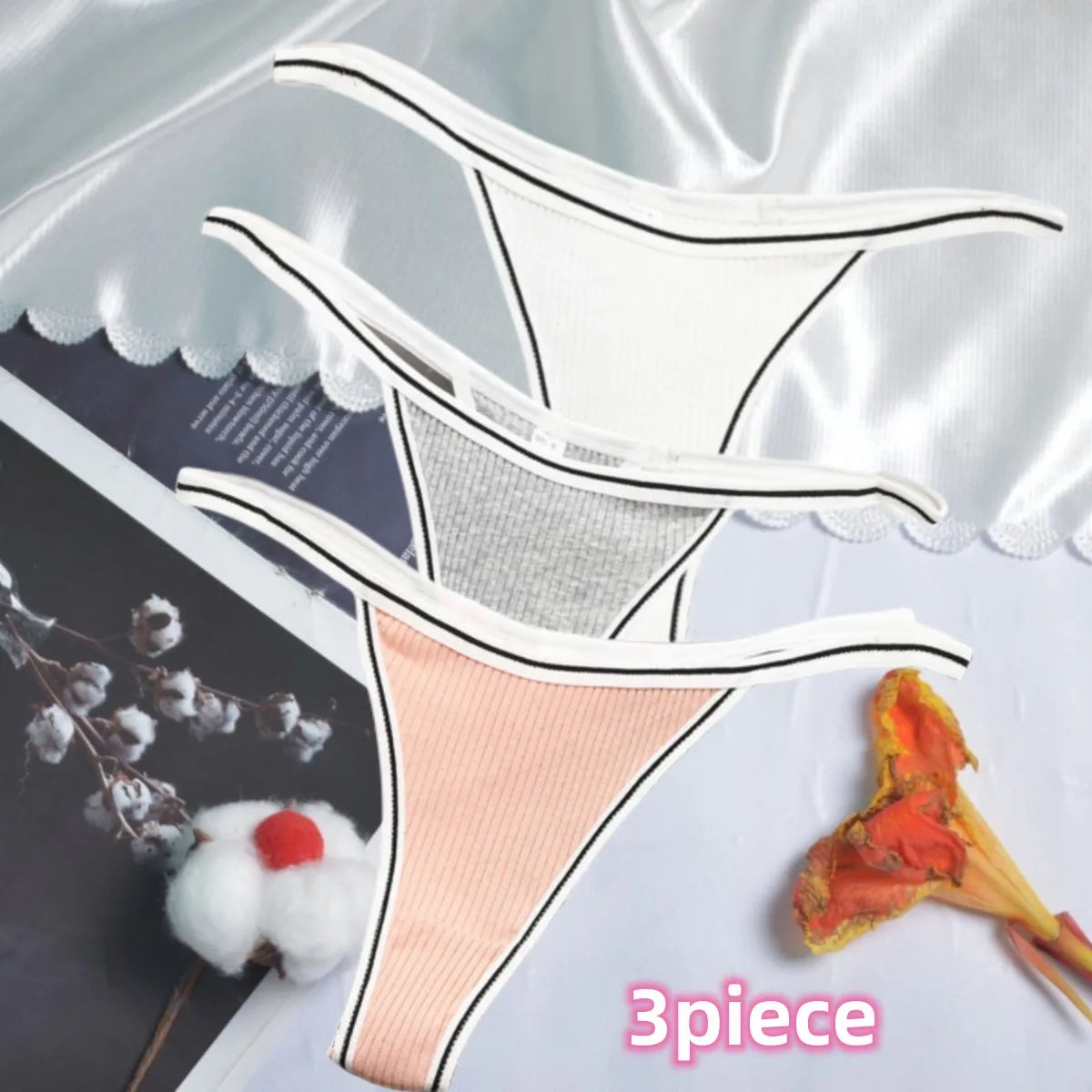 Calcinha feminina de algodão, fio dental sexy, sem costura, invisível, cintura baixa, confortável, cor sólida, fio dental