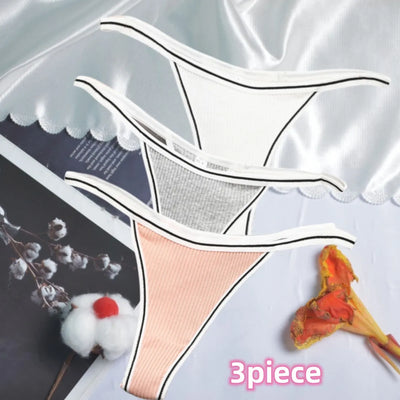 Calcinha feminina de algodão, fio dental sexy, sem costura, invisível, cintura baixa, confortável, cor sólida, fio dental